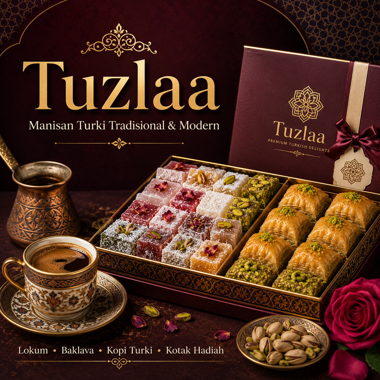 Kotak Turkish delight beraneka warna